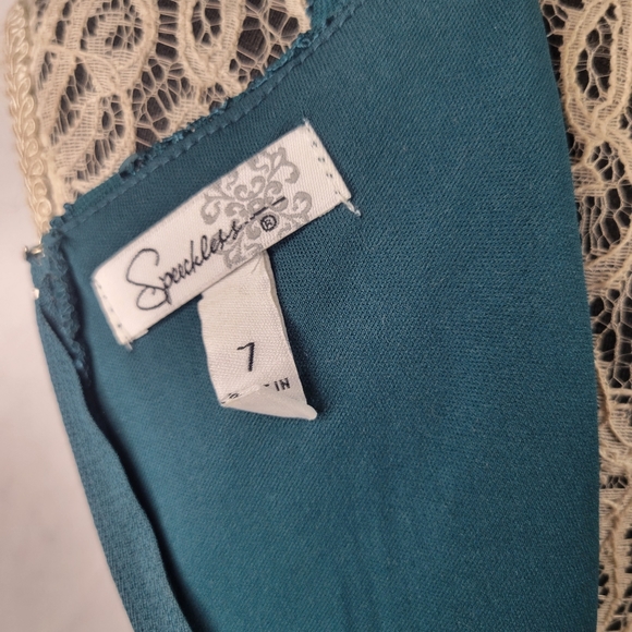 Teal Sheer Layered Evening/Bridesmaids Dress - Picture 4 of 4